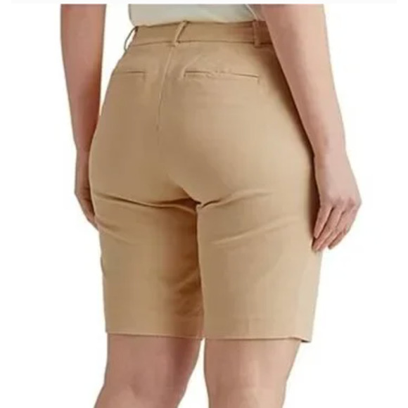 Ralph Lauren Stretch Twill Bermuda Shorts | Plus Size 14W Khaki Tan NWT $90 - Picture 2 of 9